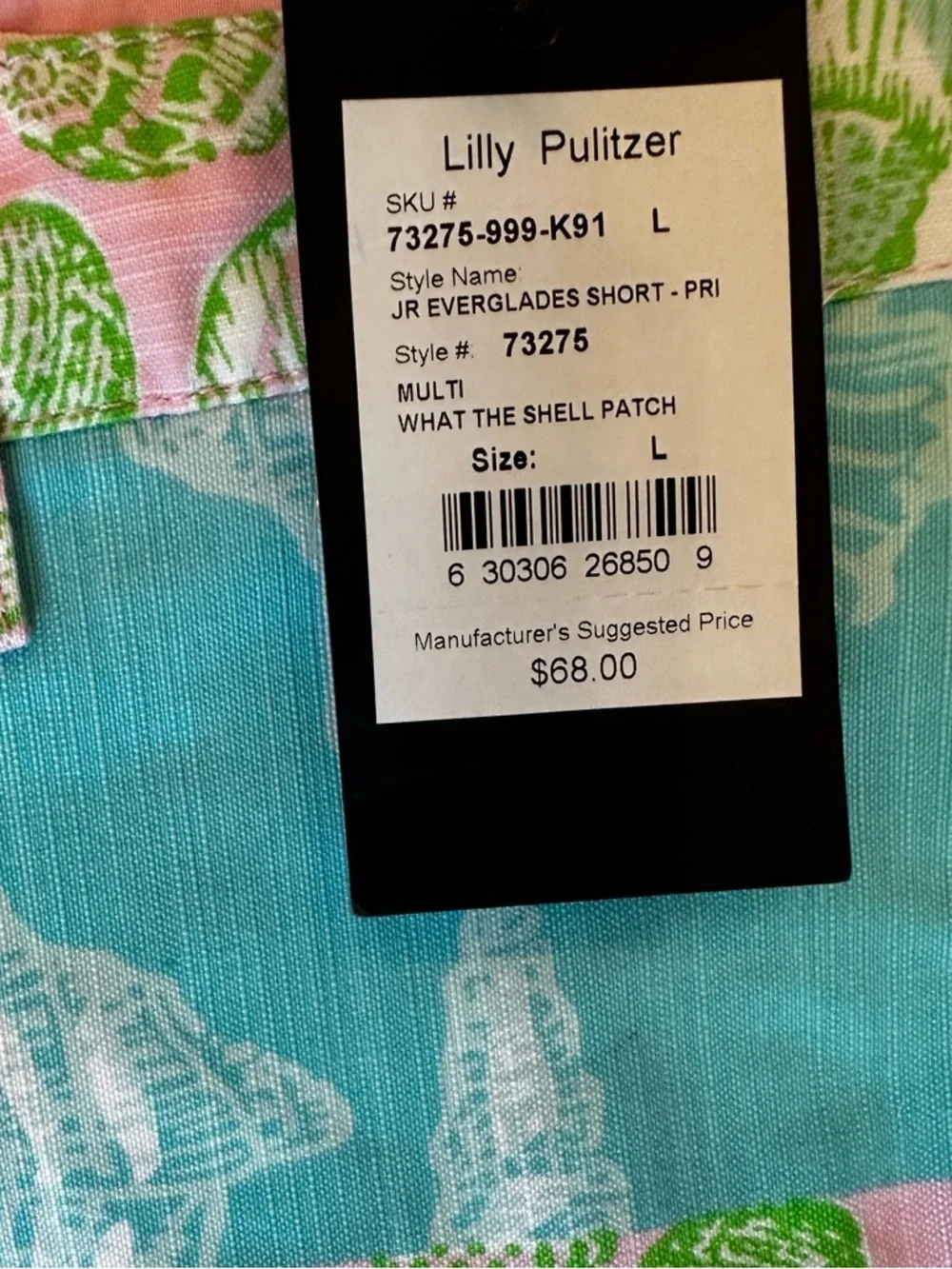 NWT Boys Lilly Pulitzer What the Shell Patch shorts size large 8/10